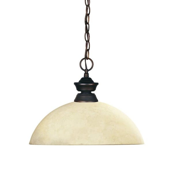 Z-Lite Shark 1 Light Pendant, Olde Bronze & Golden Mottle 100701OB-DGM14 - main